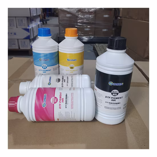 디지털 DTF 잉크젯 티셔츠 프린터 용 1000ml CMYK 흰색 DTF PET 필름 안료 인쇄 잉크