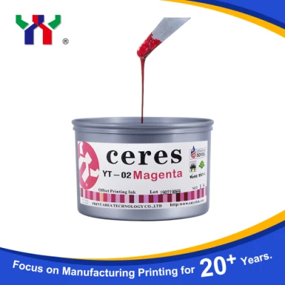 Ceres Yt-02 종이용 친환경 고광택 매엽 오프셋 인쇄 잉크/훌륭한 솜씨를 지닌 양질의 대두 제품/천연 마젠타 색상